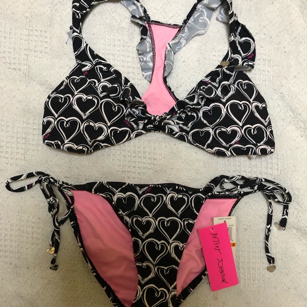 Betsey Johnson heart print bikini size M/S